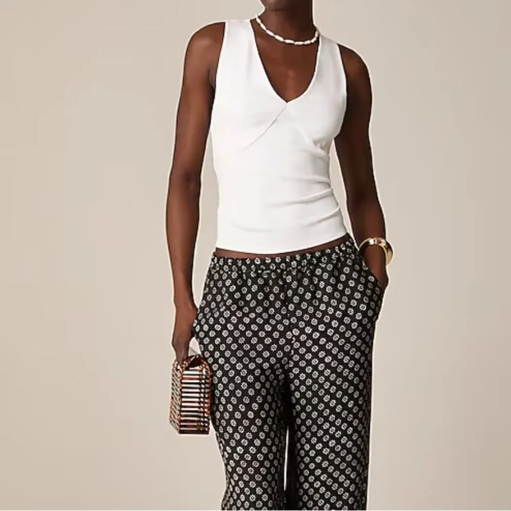 J.Crew Stretch cotton-blend V-neck top NWT Size M